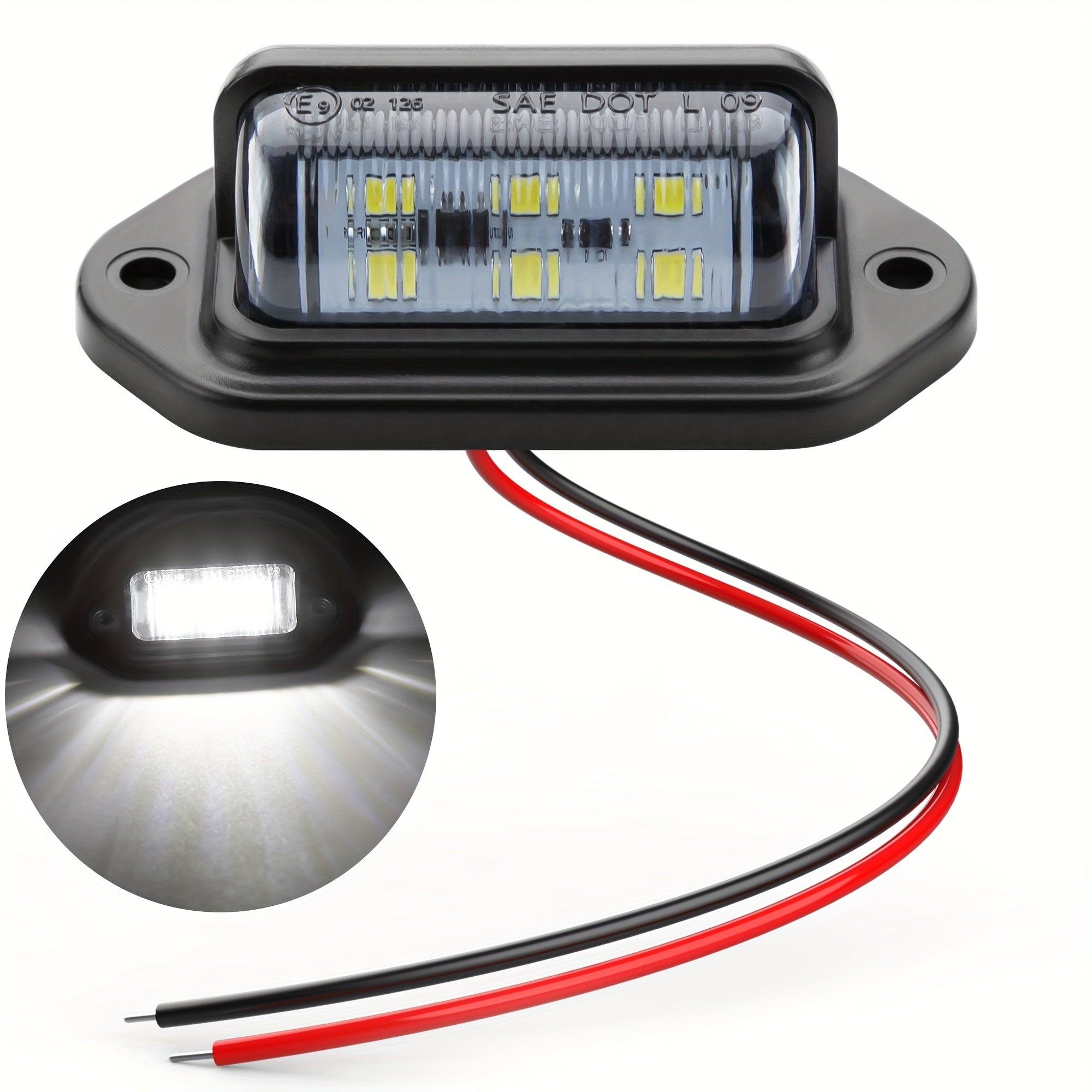 12V-24V Avtomobil raqam belgilari uchun chiroq 6LED 2-to'plam, avtomobillar, yuk mashinalari, avtoulovlar uchun