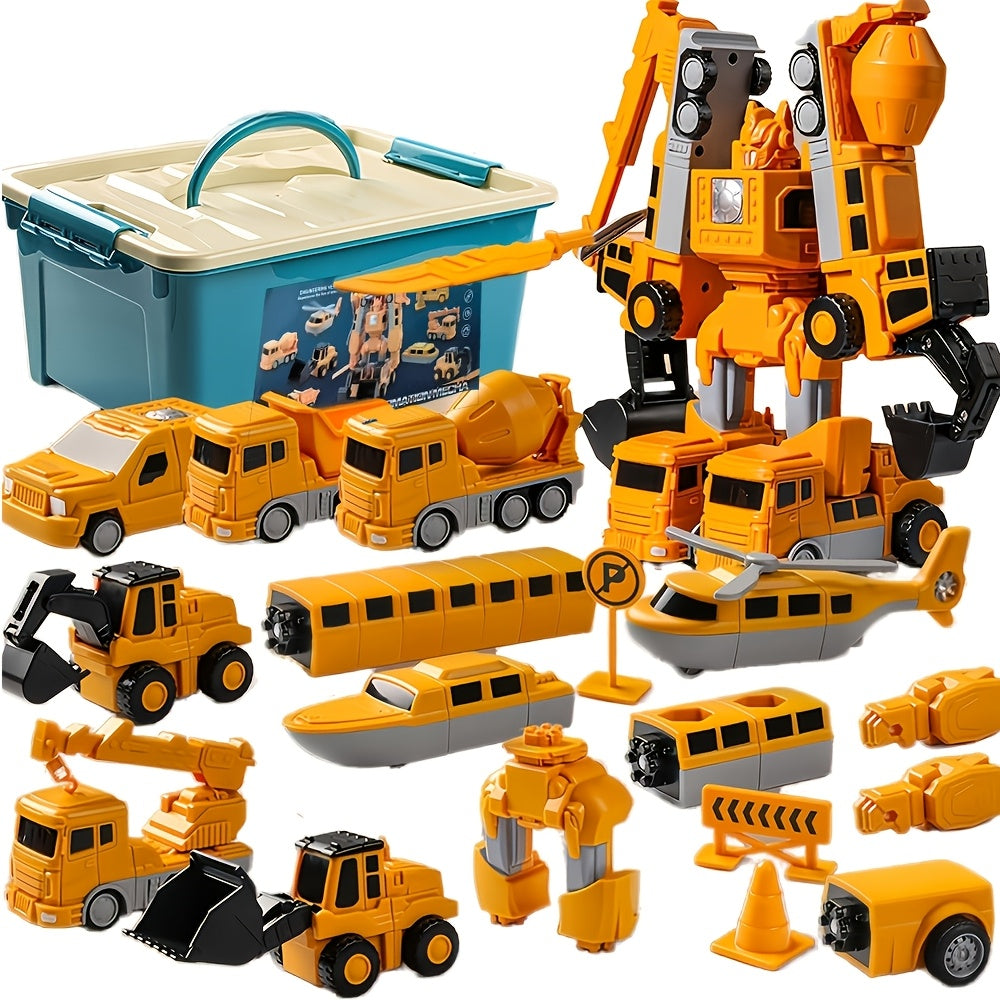 Magnetic Engineering Cars Building Blocks Set for Kids 3-8 Yellow Durable Plastic