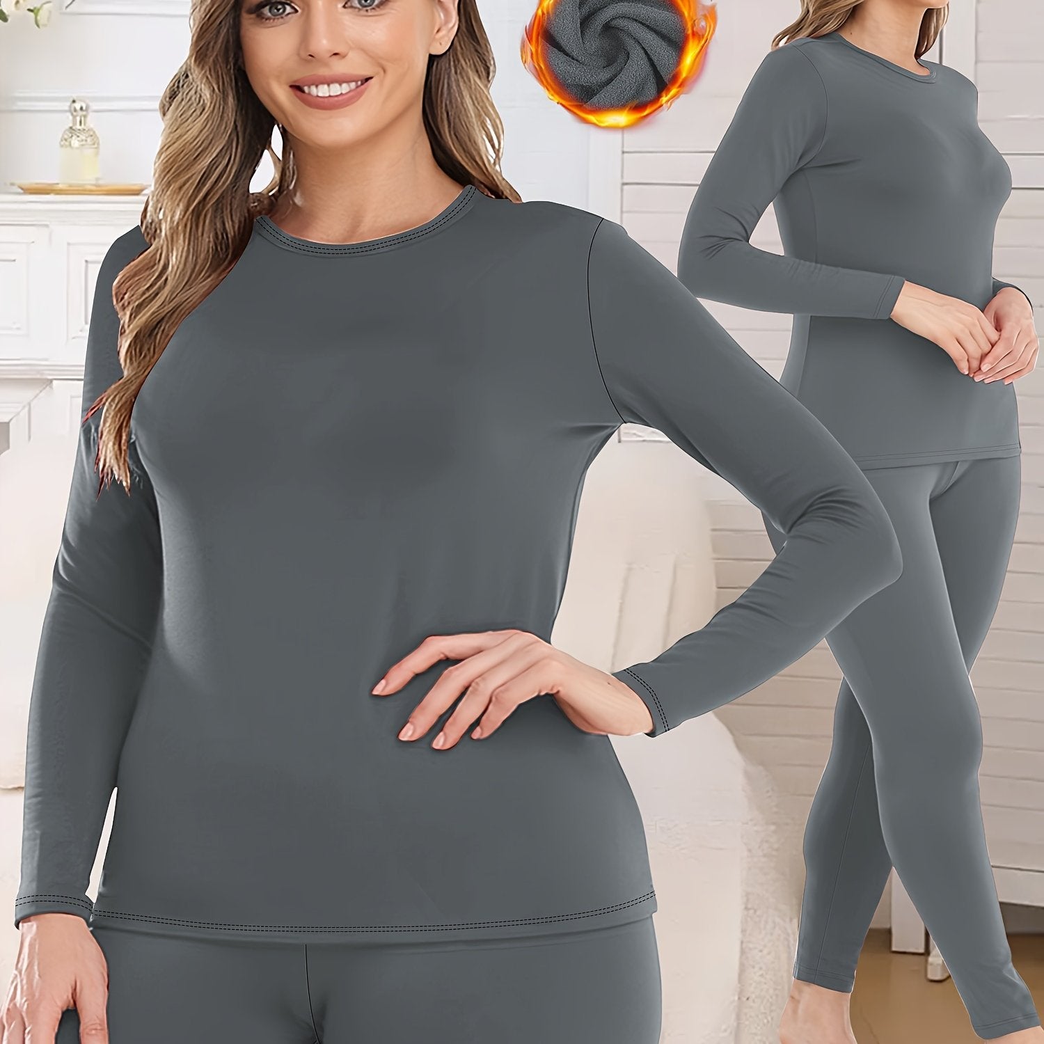 Plus Size Women's Thermal Sportswear Set with Plush Lining