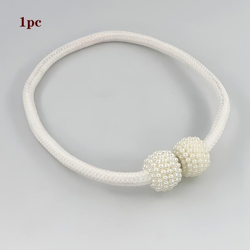 Minimalist Faux Pearl Magnetic Curtain Tiebacks Set of 1, No Drilling Holdback for Bedroom Living Room Home Decor