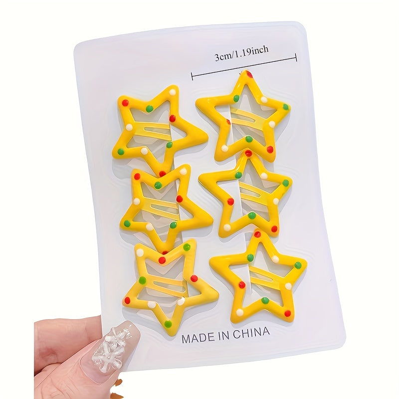 Set of 30 Colorful Star-Shaped Alloy Hair Clips for Girls