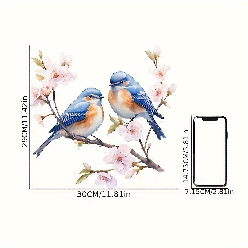 Bird and Flower Window Clings Removable Self-Adhesive Home Decor