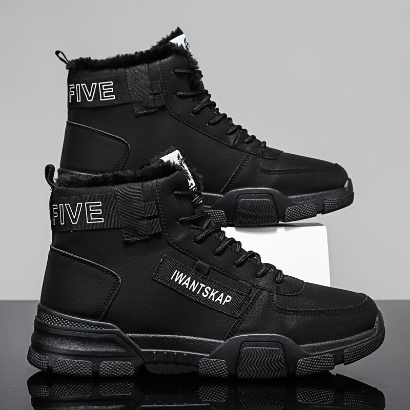 Men's Winter Snow Boots Faux Leather Fleece Lining Anti-Slip Durable Casual Outdoor