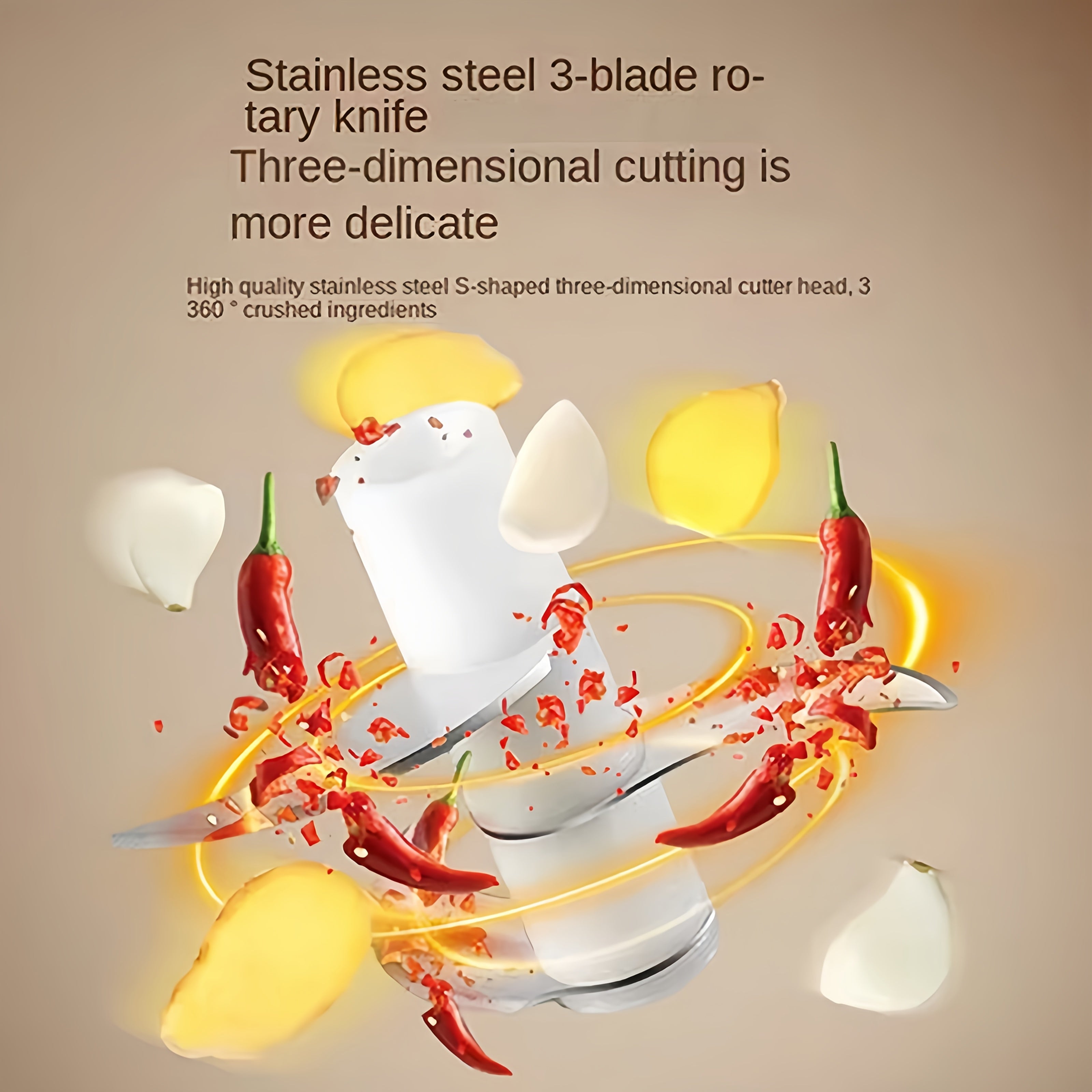 Electric Food Chopper Garlic Press USB Rechargeable 16000 RPM for Quick Food Prep