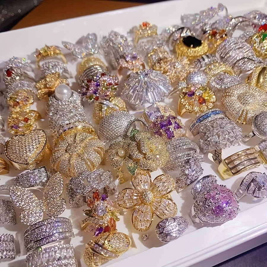 Juego de 10 anillos de zirconia cúbica sintética para mujer con diseños de corazones y piedra de nacimiento de agosto