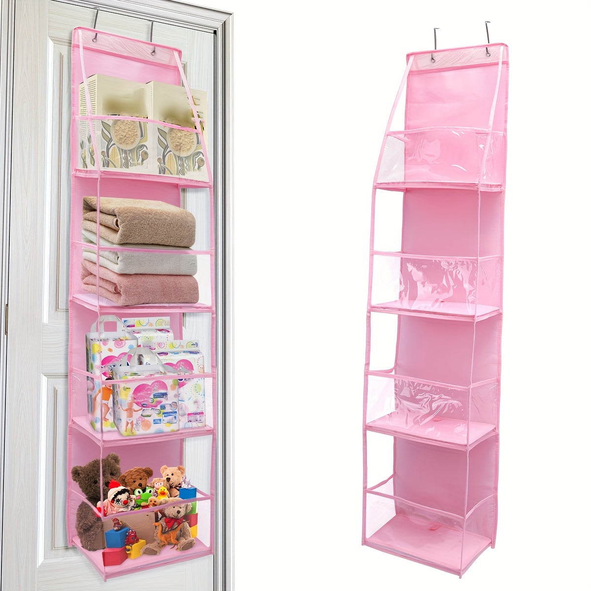 Over-the-Door Hanging Storage Organizer with 4 Shelves Waterproof Polyester for Bedroom Cloakroom