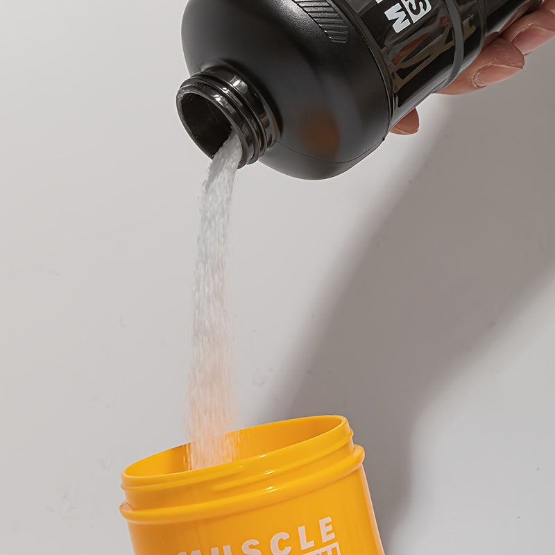 Portable Protein Powder Container with Multi-Tier Plastic Bottle and Keychain for Gym and Outdoor Sports