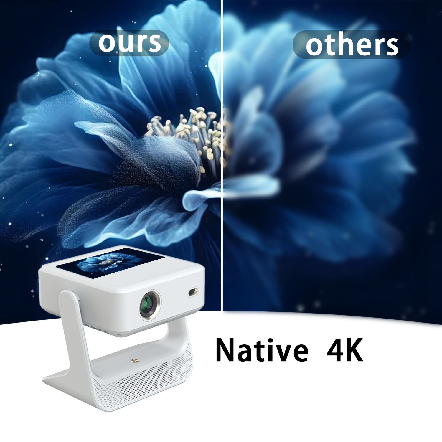 Home Theater Projector 1080P 4K Support 8-Inch Touchscreen WiFi 6