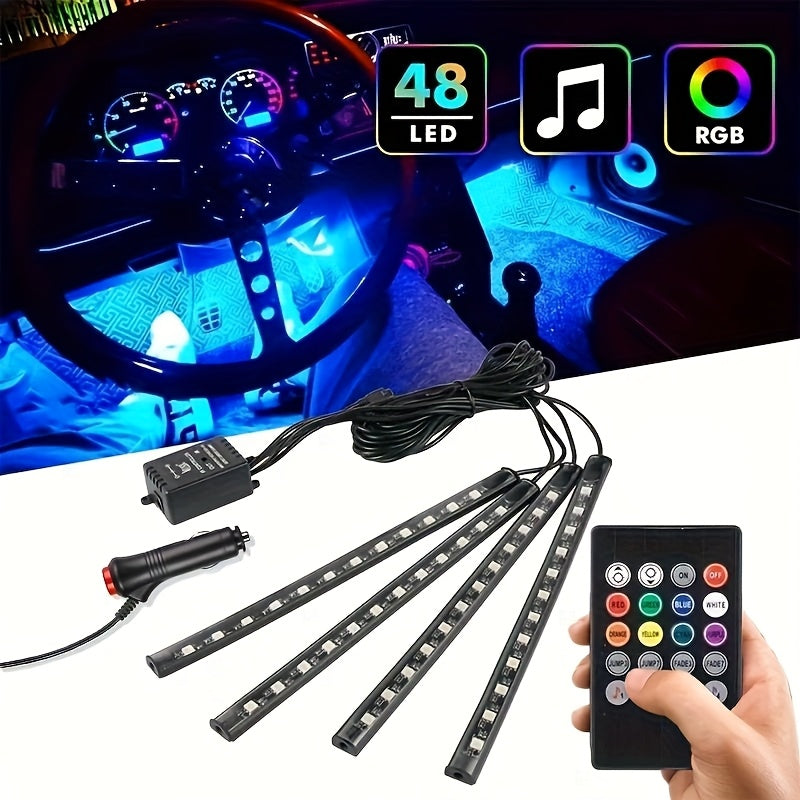 Car Interior Ambient Lights Multi-Color Voice-Activated Music-Responsive Strip
