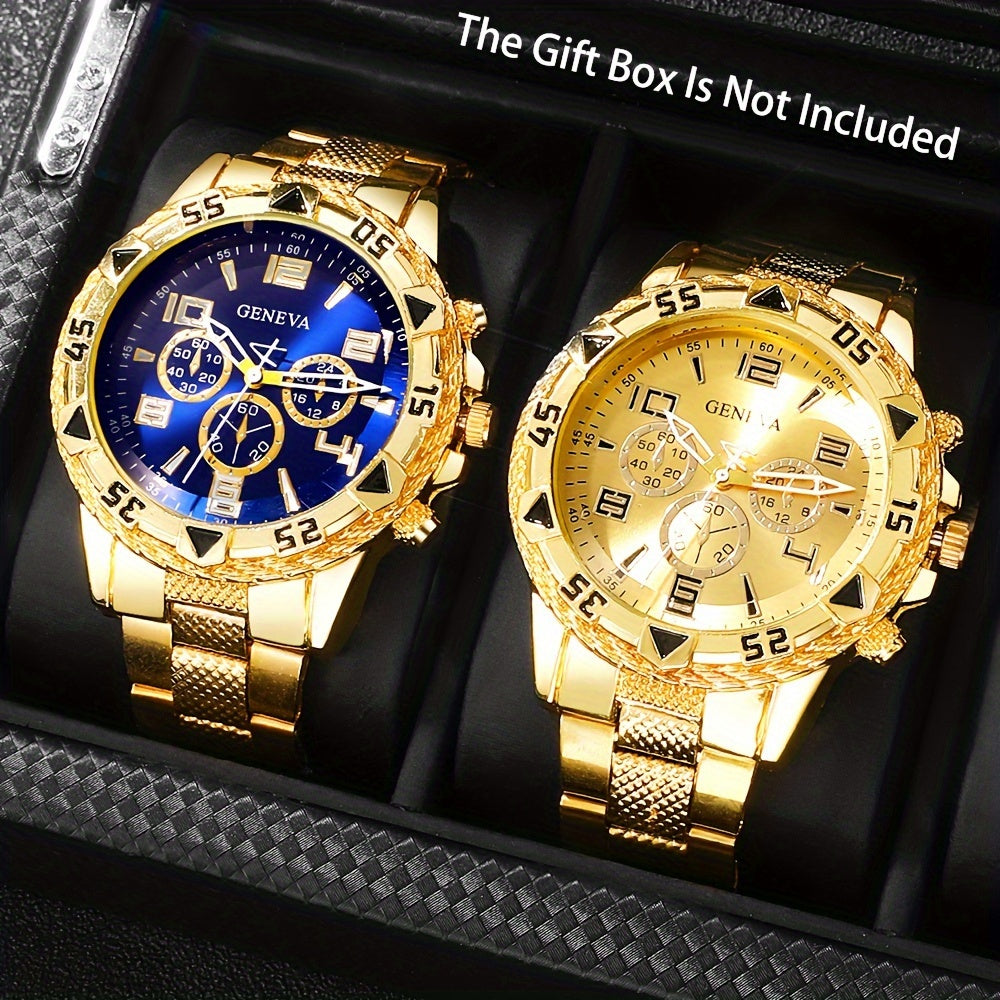 Men's Quartz Watch Set 3 Pieces Stainless Steel Zinc Alloy Non-Waterproof Gift