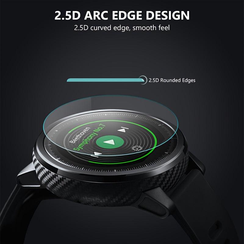 Round Watch Screen Protectors 9H Tempered Glass Bubble-Free Clear 27mm-43mm Set of 2