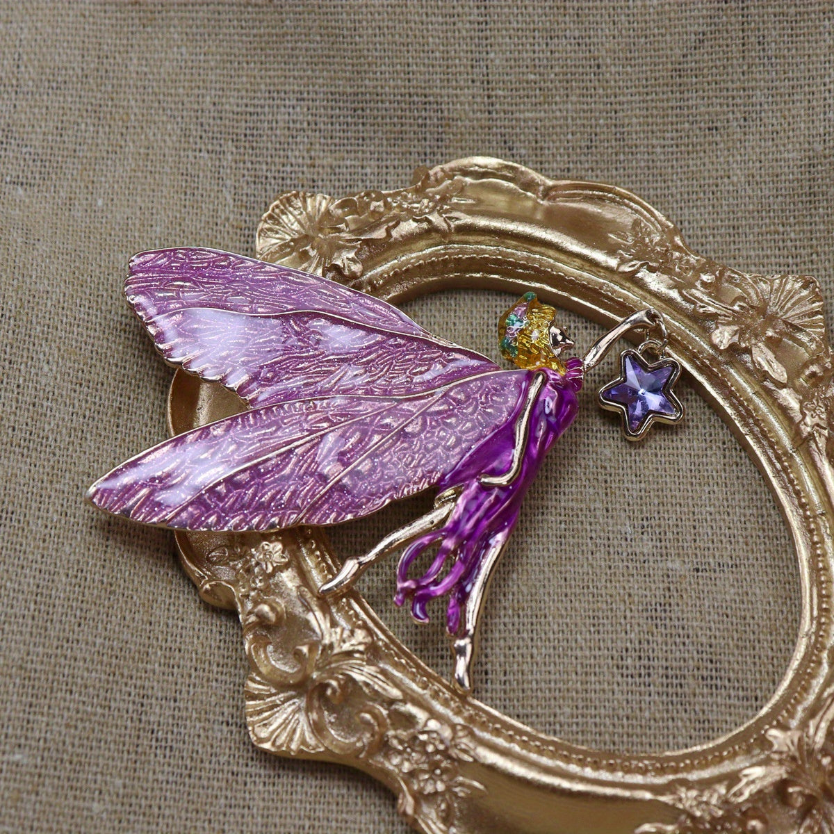 Vintage Fairy Brooch with Illusion Wings Antique Pathfinder Jewelry Pin