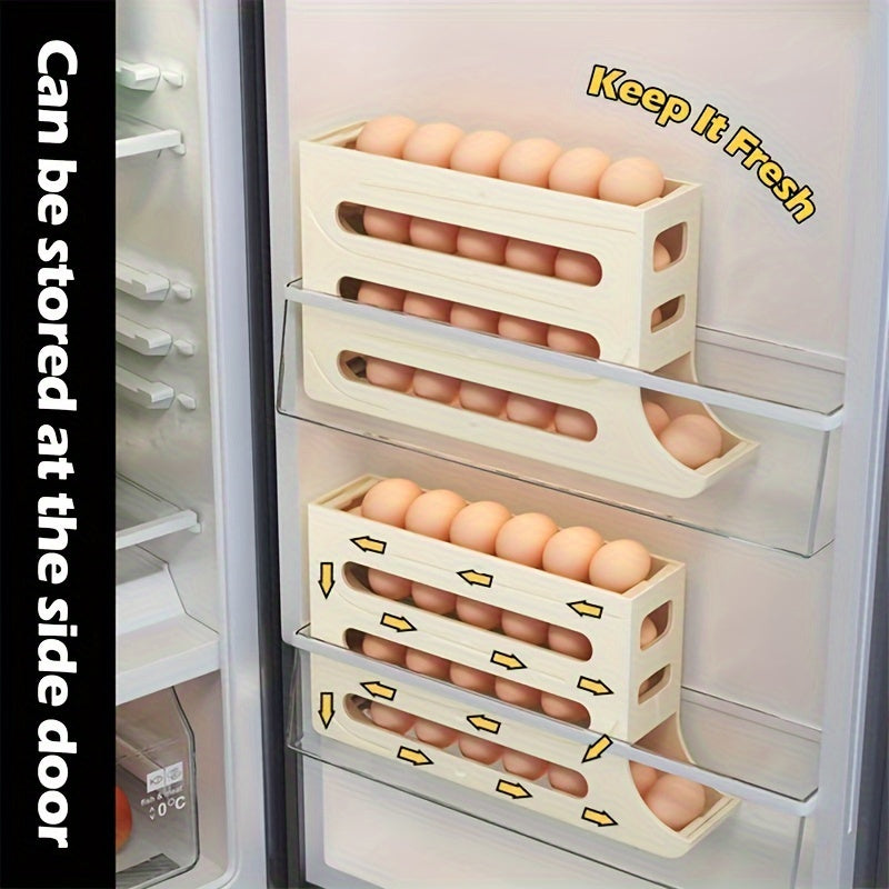 Large-Capacity Automatic Egg Dispenser Refrigerator Egg Holder Durable PP