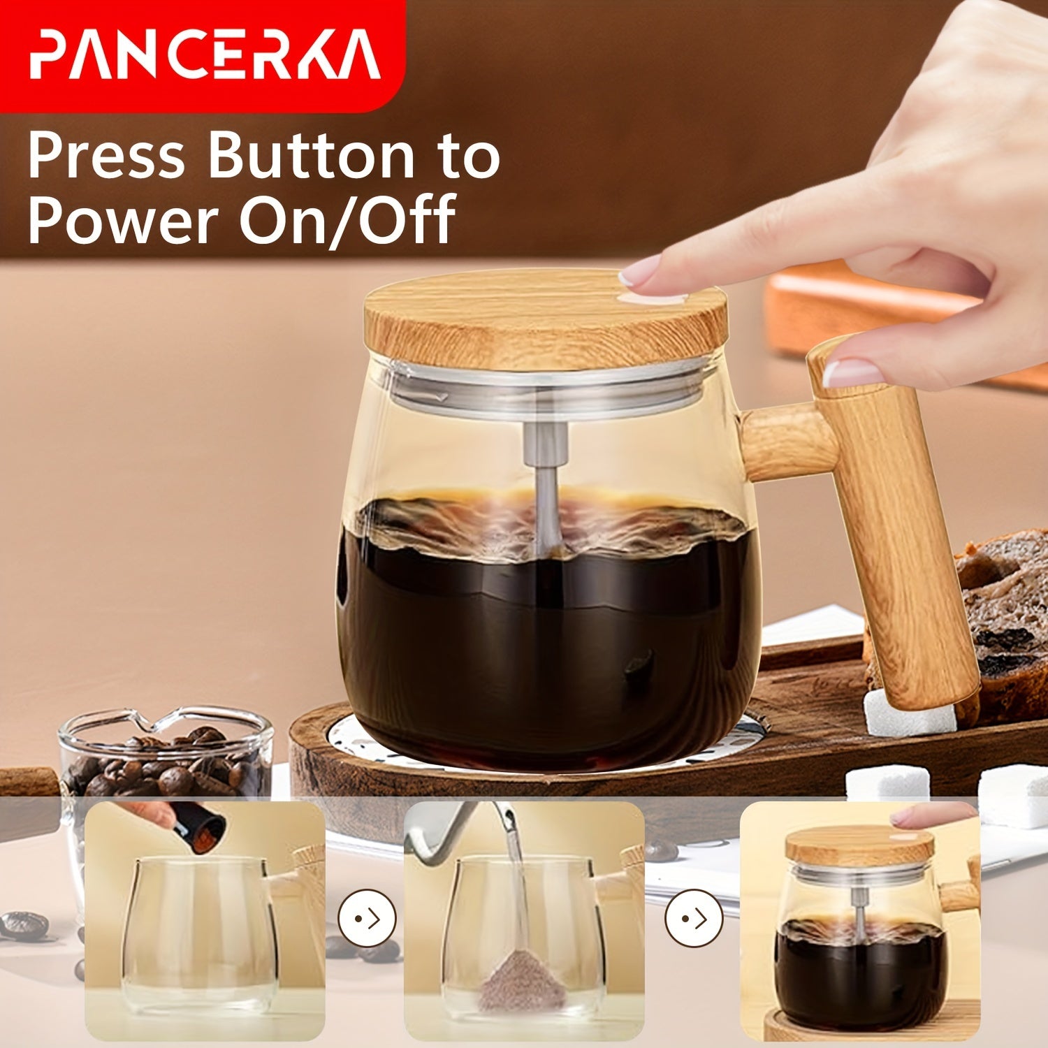 Электрическая кружка из боросиликатного стекла с самовзбалтыванием, герметичной крышкой, портативная, без BPA