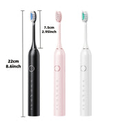 Cepillo de dientes eléctrico para parejas con cerdas suaves, recargable, con estuche de viaje, 6 modos