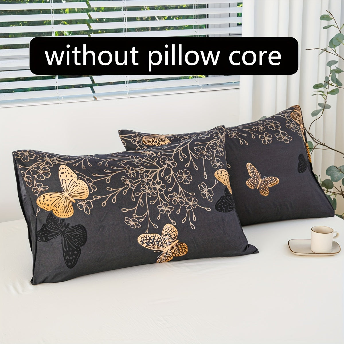 Polyester Pillowcases with Golden Butterfly Print in Multiple Sizes