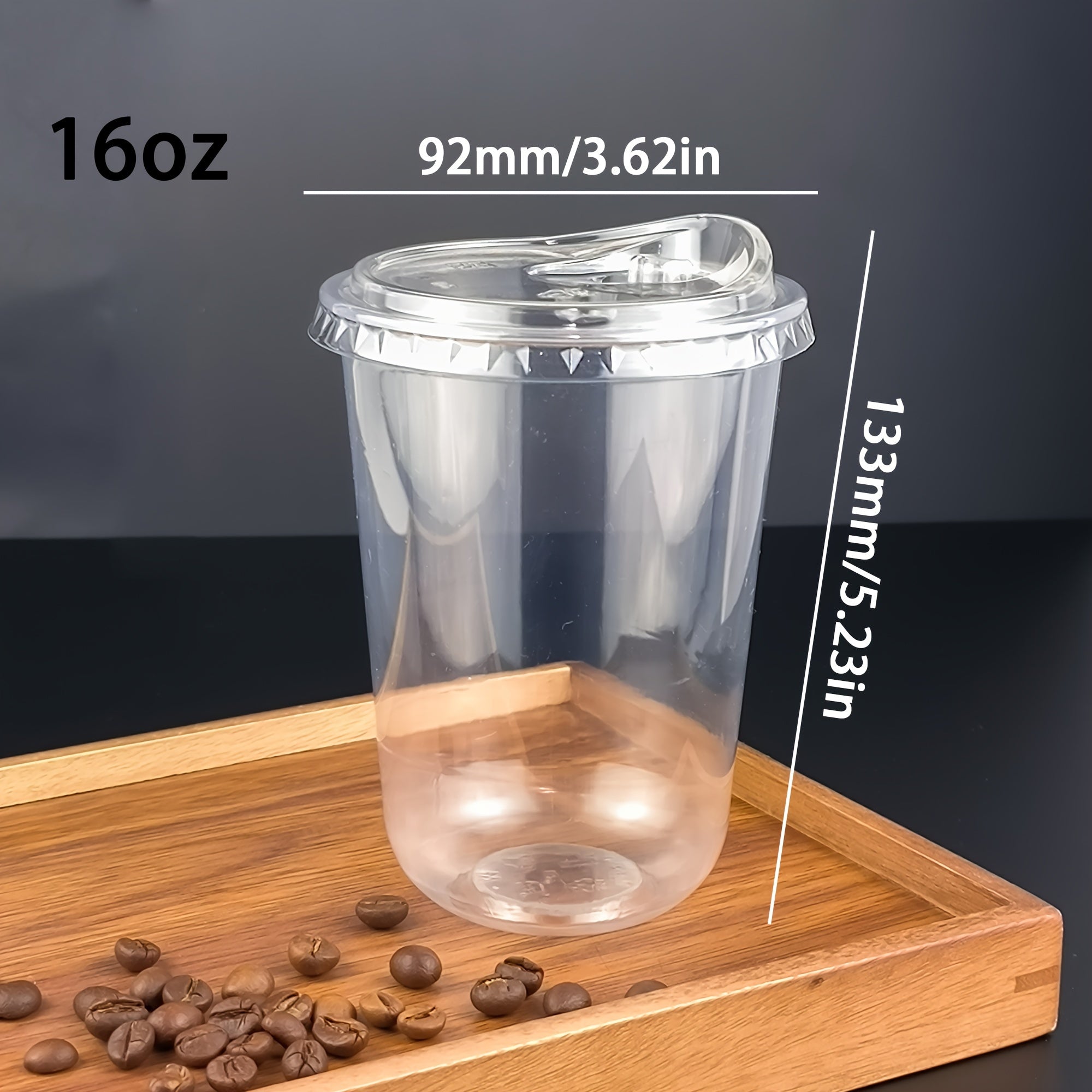 50 Pack Clear Disposable PET Plastic Cups with Lids for Coffee and Drinks