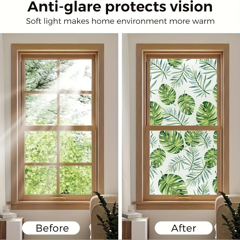 Leaf Pattern Window Film Static Clings Privacy Glass Sticker Home Decor