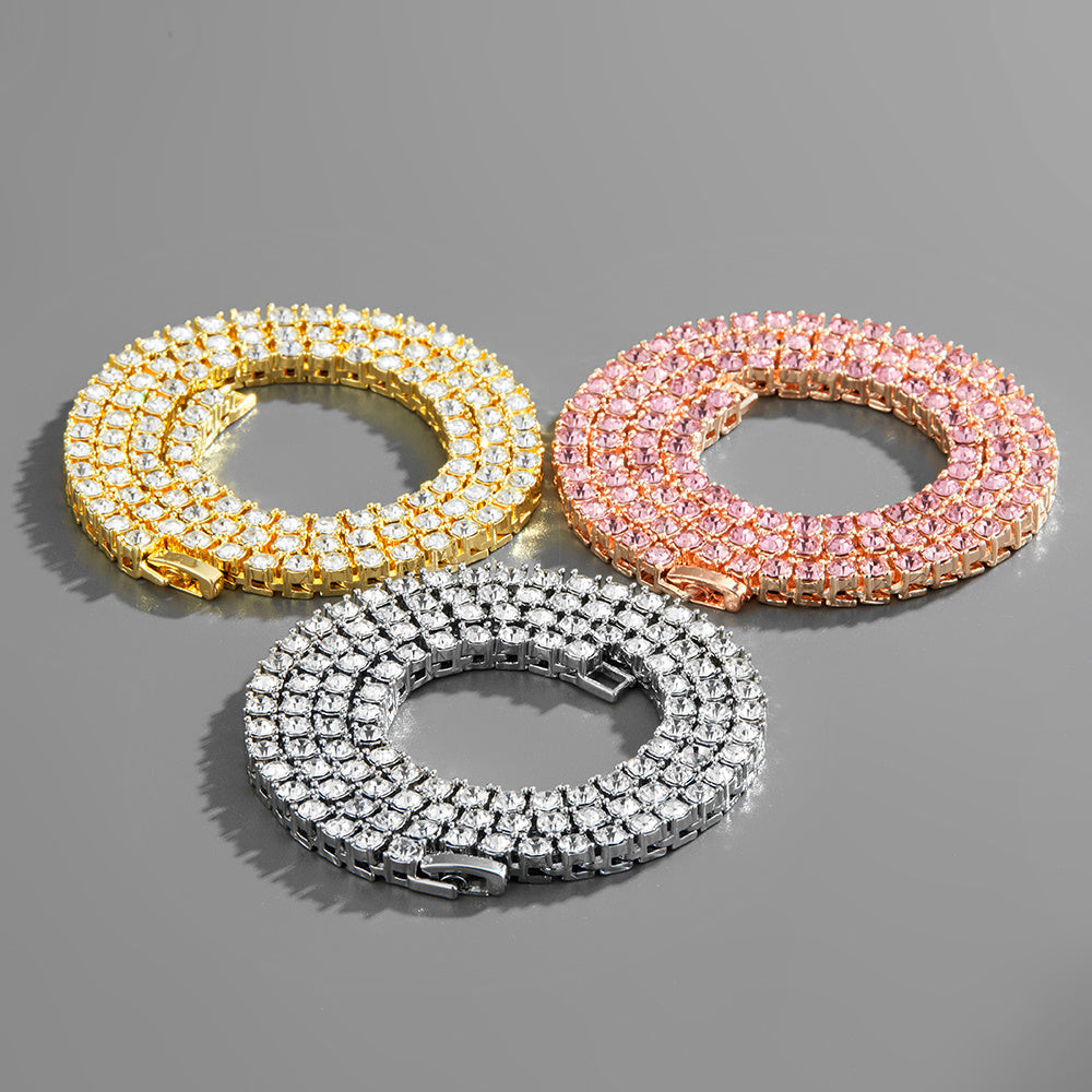 Hip Hop Tennis Chain for Men Gold Silver Durable Jewelry Accessory