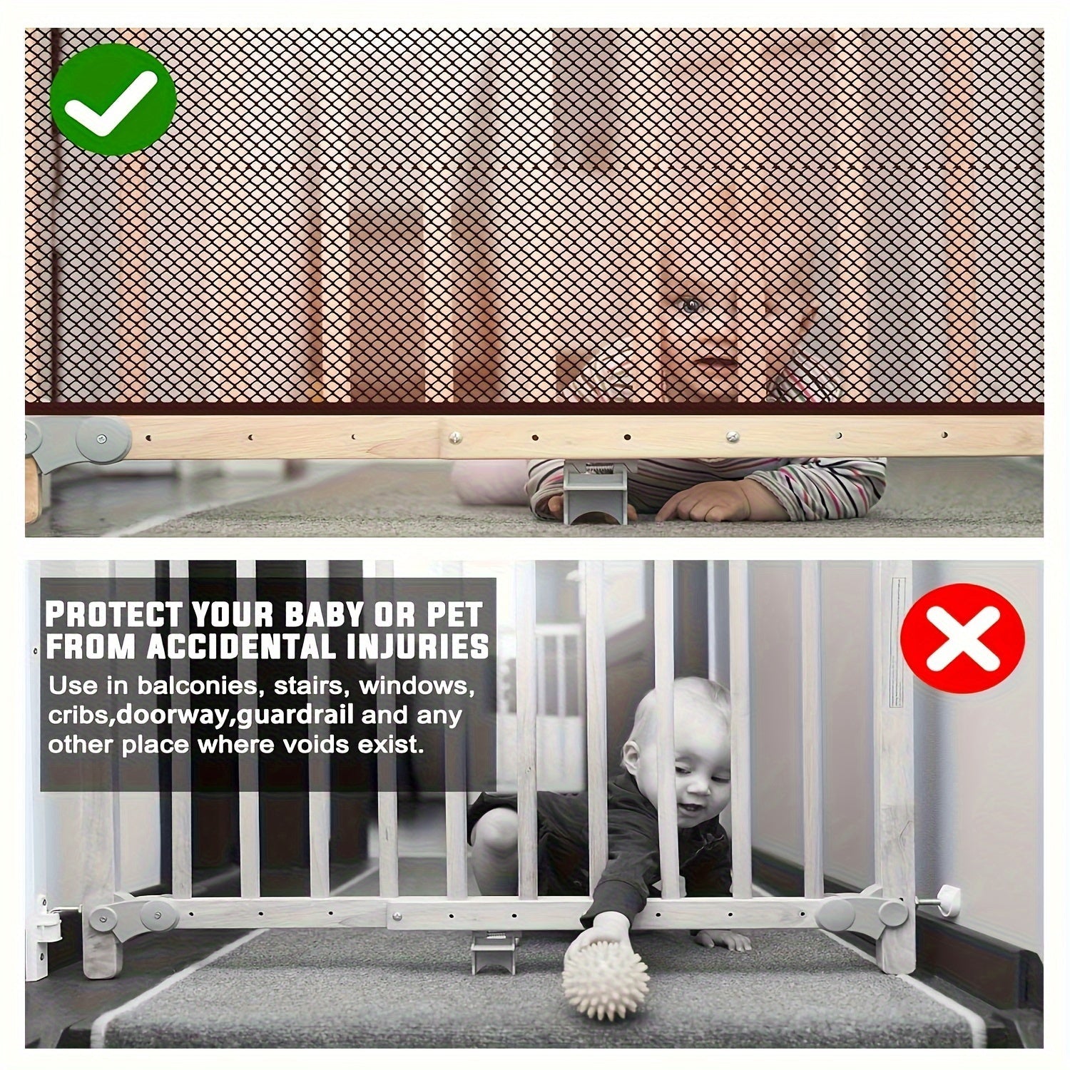 Child Safety Gate for Kids Coffee Brown Polyester Fiber 3-6 Years