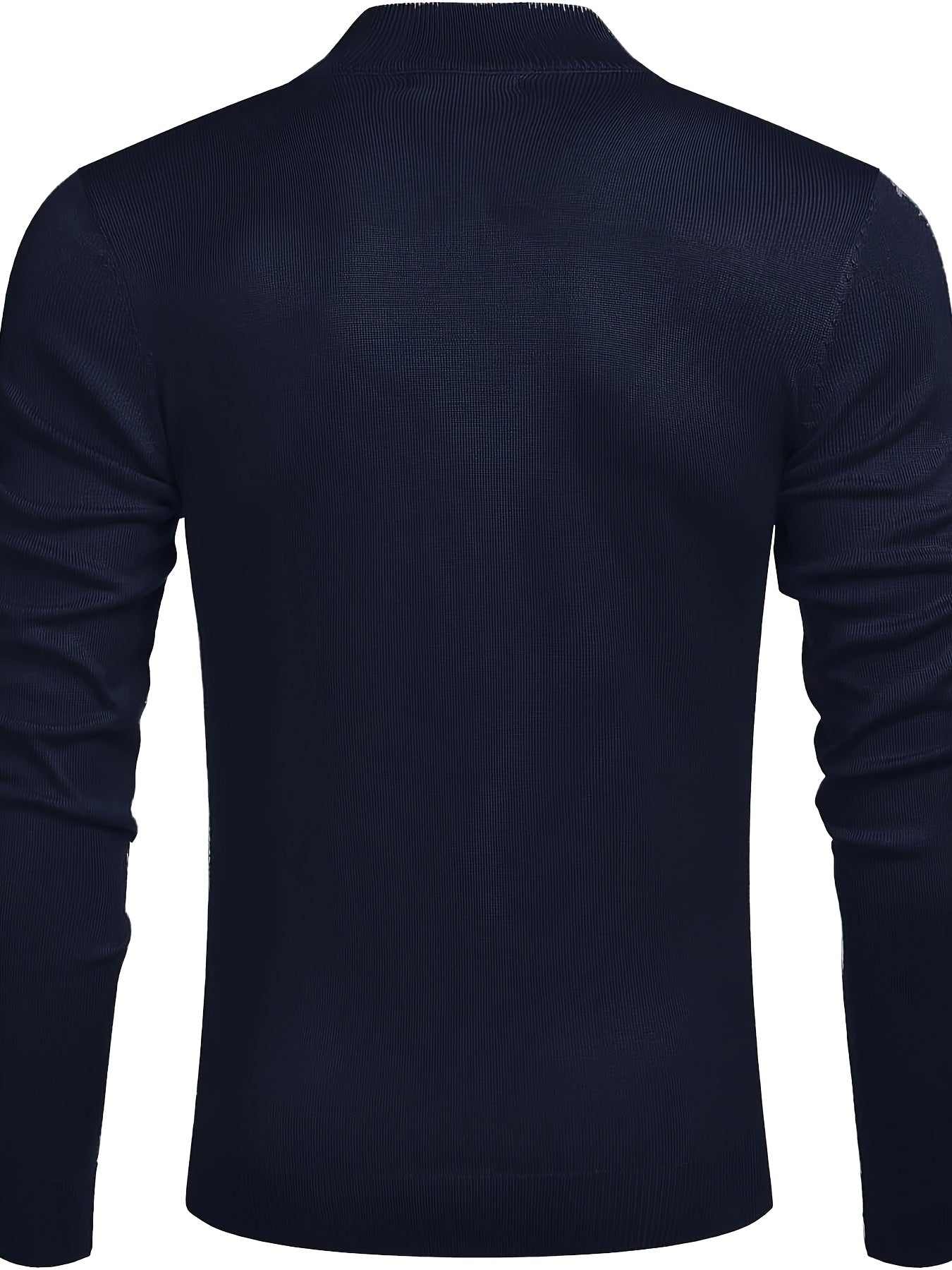 Men's Solid Knitted Pullover with Half Zipper Casual Long Sleeve Sweater for Outdoor Wear