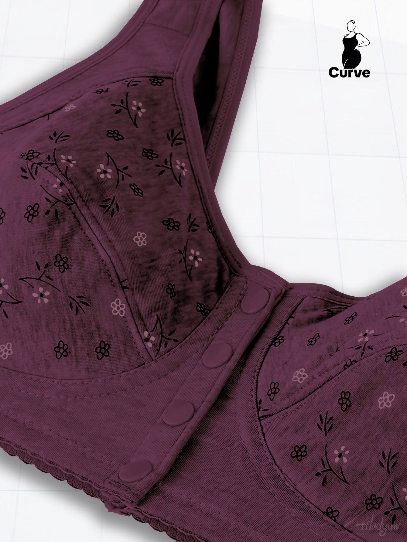 Plus Size Printed Front Button Sports Bra for Women Yoga Exercise Wear