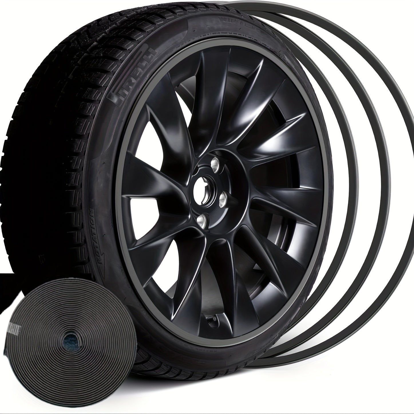 Universal Rubber Wheel Rim Protector Black Red Edge Guard 314.96 Inch
