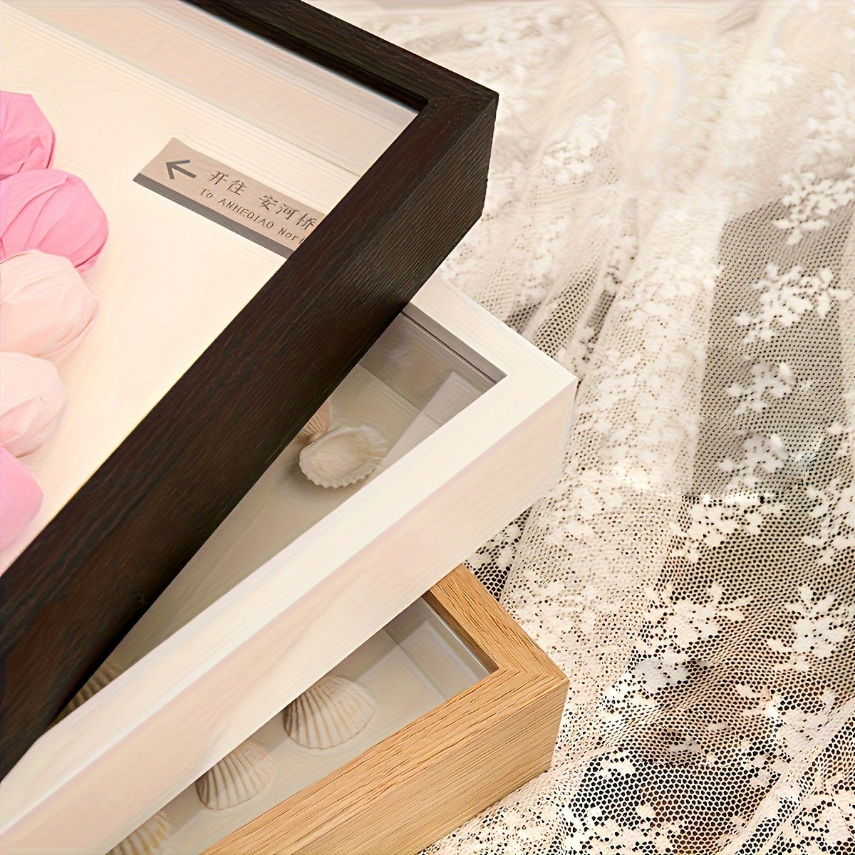 Wooden Display Frame for Dried Flowers and Keepsakes 3D Hollow Design