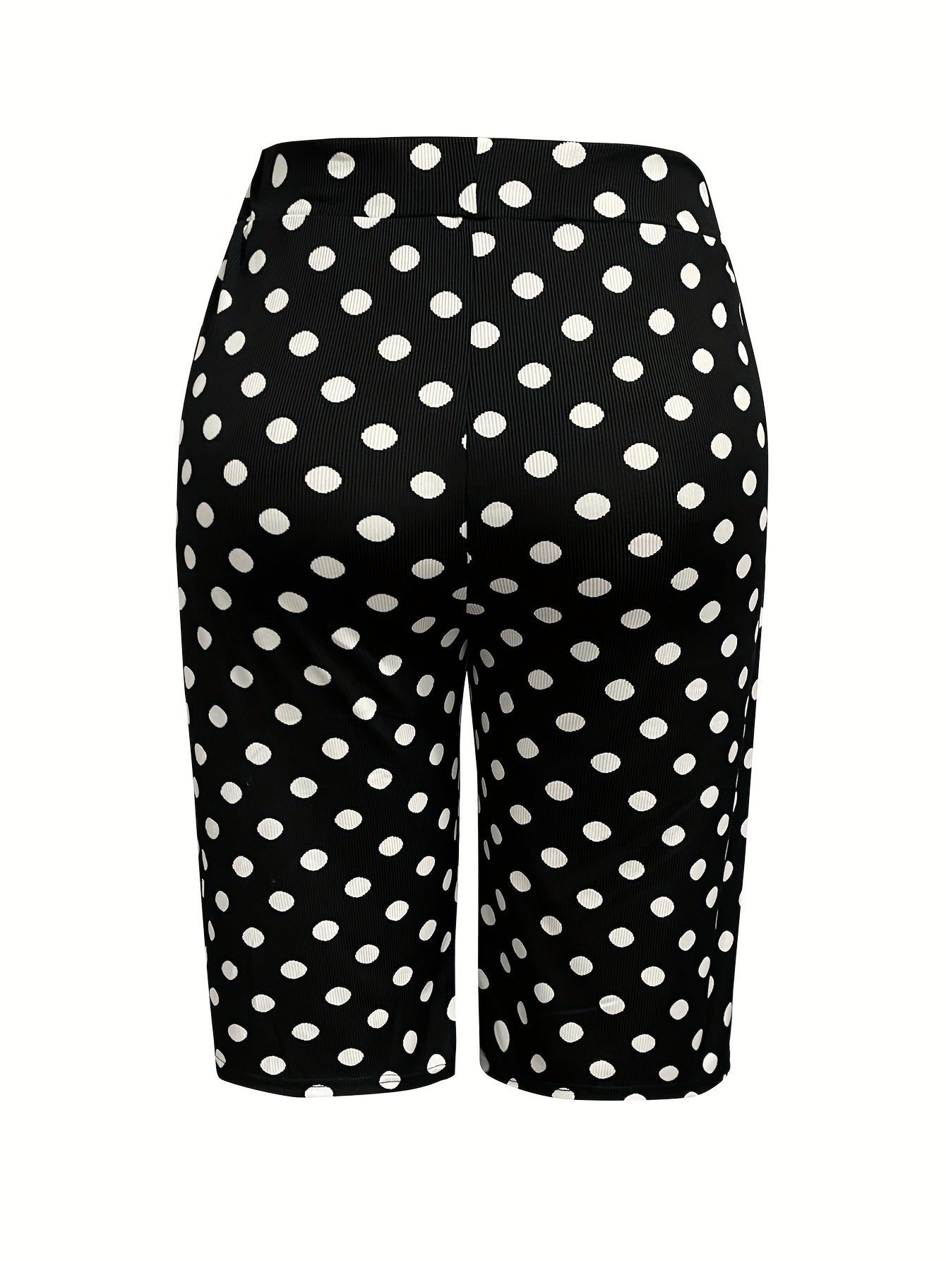 Women's High-Waisted Flowy Wide-Leg Capri Pants Black and White Polka Dot