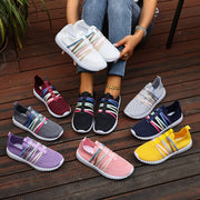 Women's Slip-On Casual Sneakers Breathable Fabric Pastel Stripes