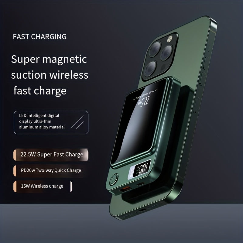 10000mAh portativ quvvat banki simsiz quvvat berish tez quvvatlash USB Type-C LED displey