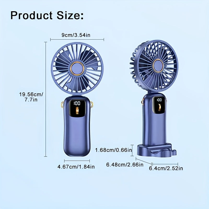Portable Handheld Fan USB Rechargeable Multi-Speed Wearable for Outdoor Office Travel