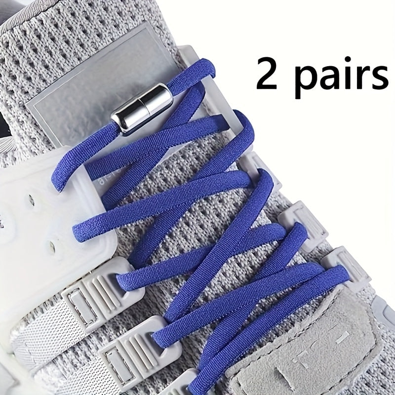 Unisex Elastic No-Tie Shoe Laces with Metal Locks, Washable, Secure Fit