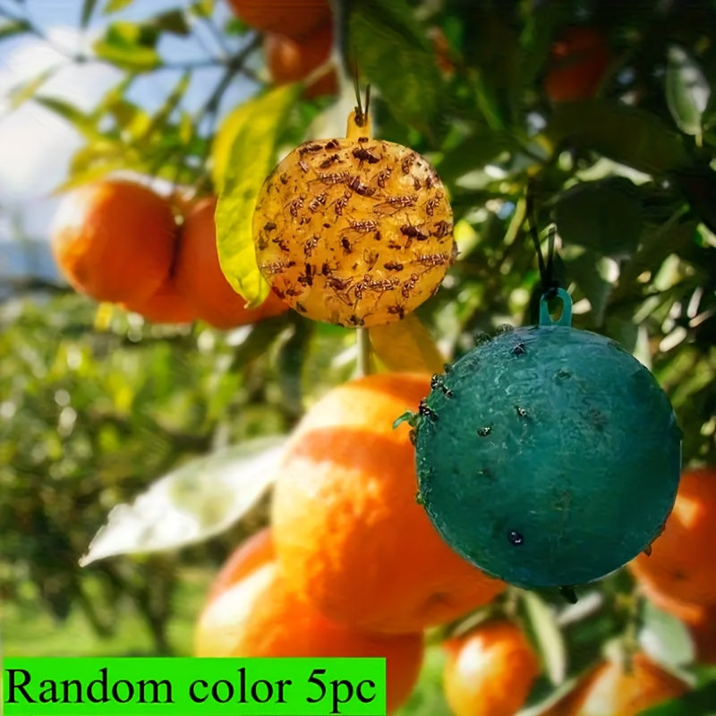 5 bolas repelentes de insectos y frutas pegajosas para jardín y uso en interiores