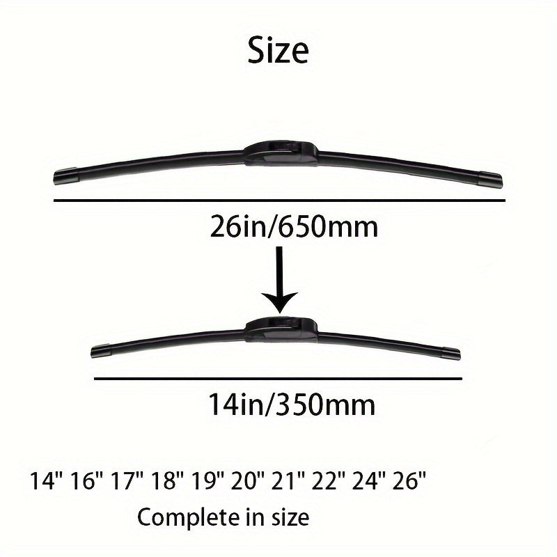 Boneless Silicone Windshield Wiper Blades for J/U Hook 14-26 Inches
