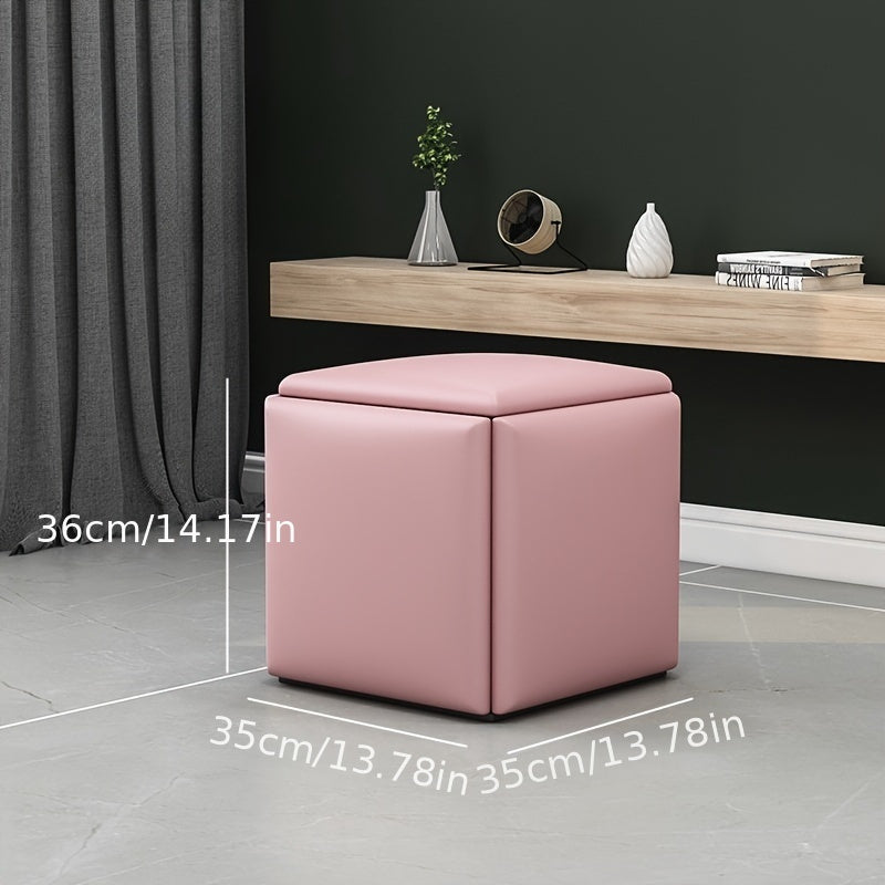 Shimoliy uslubidagi ottoman, yashirin metall ramkali, rang-barang qoplamada 5-in-1 modulli stul, turli muhitlar uchun mukammal - sariq/kulrang/ko'k/yashil va boshqalar.