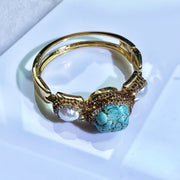Women's Alloy Bracelet with Turquoise and Freshwater Pearls for Casual Wear