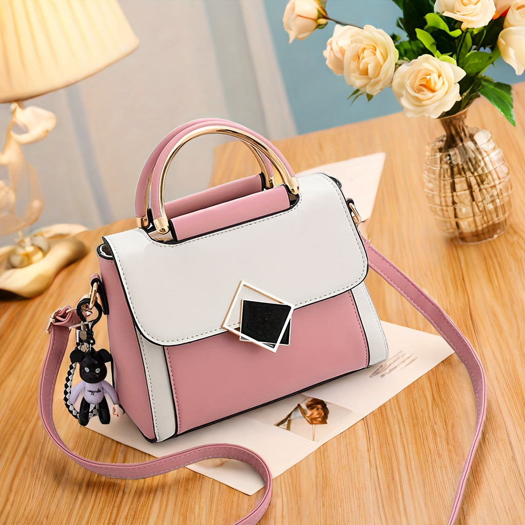 Bolso de mano cruzado para mujer de PU de color sólido, casual y elegante para uso diario en 2024