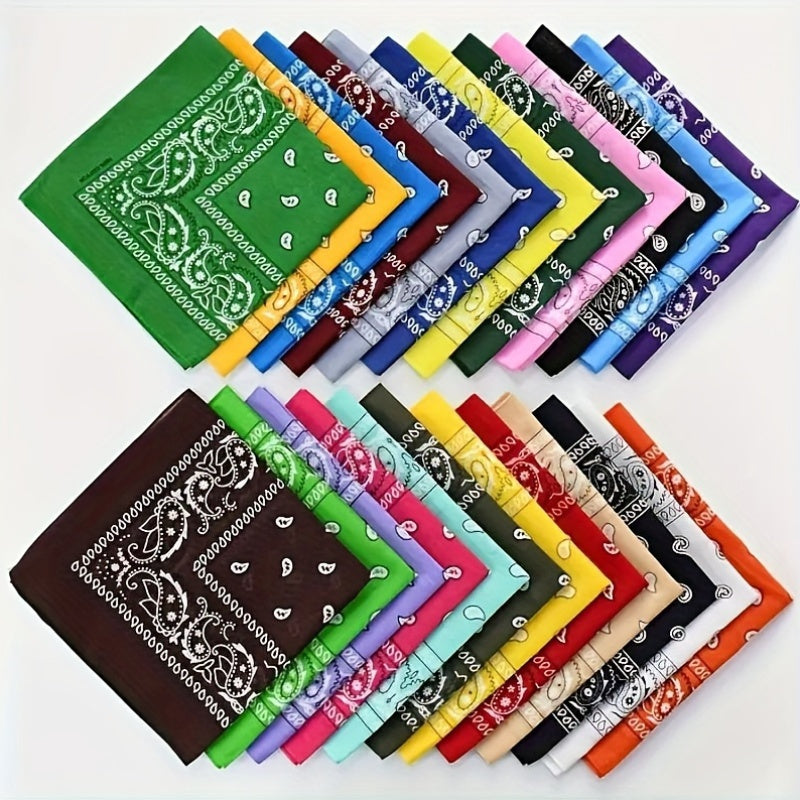 16 ta polyester paisley kvadrat sharflar to'plami, tashqi bosh kiyimlar, velosipedda yurish, piyoda yurish, baliq ovlash, quyoshdan himoya qilish