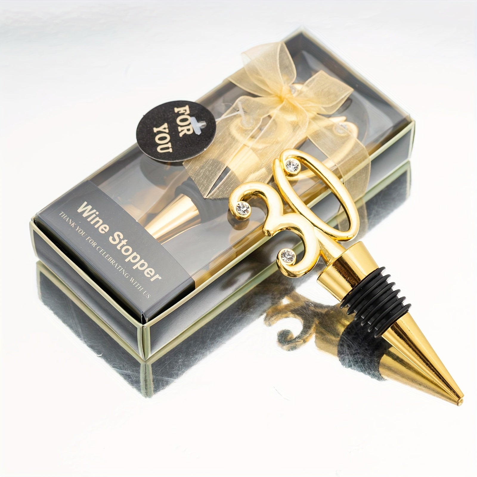 Golden Wine Stopper with Gemstone Accents for Gifts and Celebrations