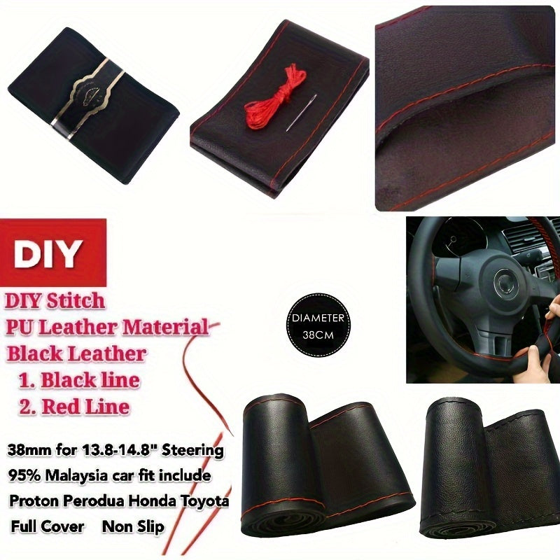Universal teri avtomobil rul boshqich qopqog'i 38.1cm DIY ignalar va ip bilan