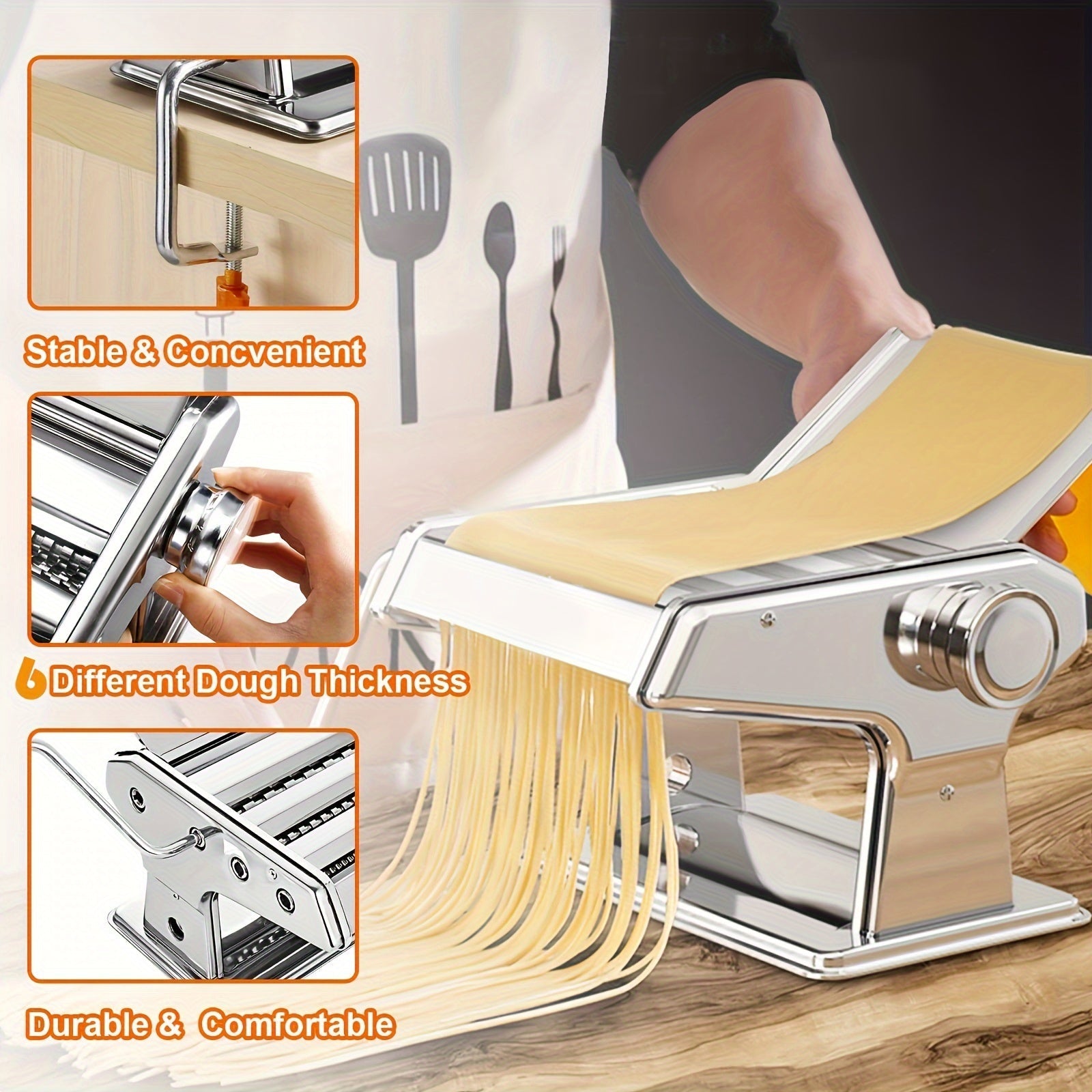 Homemade Noodle and Dumpling Pasta Maker Stainless Steel Manual Kitchen Tool