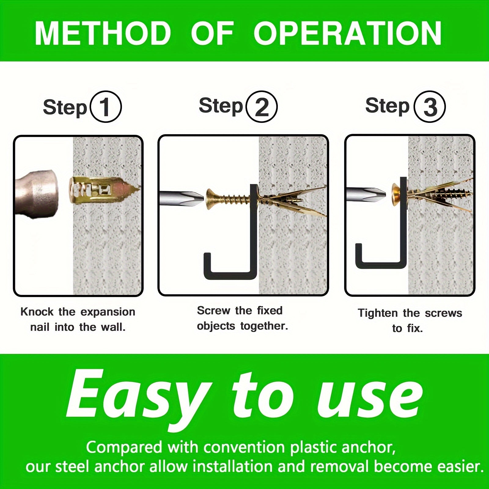 50/100/150 Pcs Galvanized Steel Self-Drilling Wall Anchors Drywall Inserts