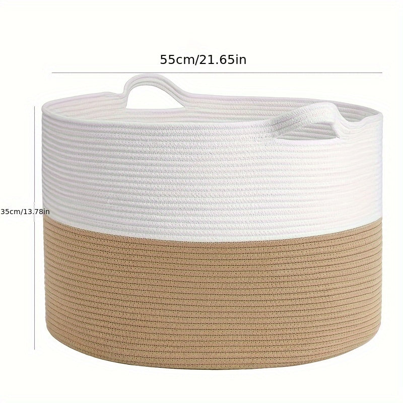 cesta de almacenamiento redonda bohemia de cuerda de 55cm para lavandería, juguetes y mantas