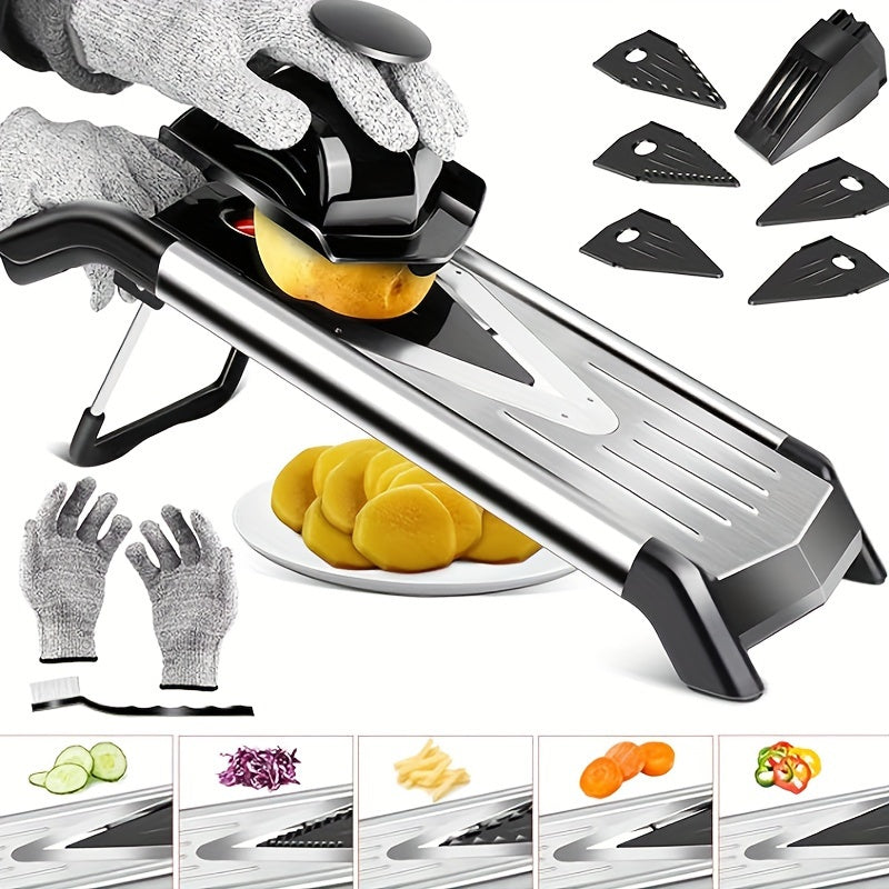 Stainless Steel Mandoline Slicer for Vegetables and Fruits with Adjustable Blades