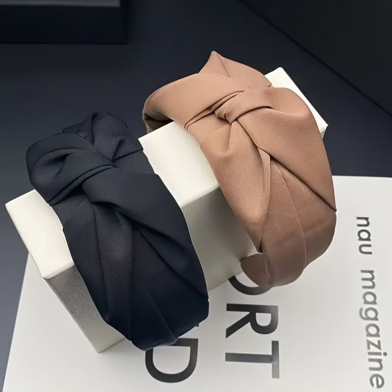 Vintage Bohemian Style Knotted Headband for Women Solid Polyester Hair Accessory