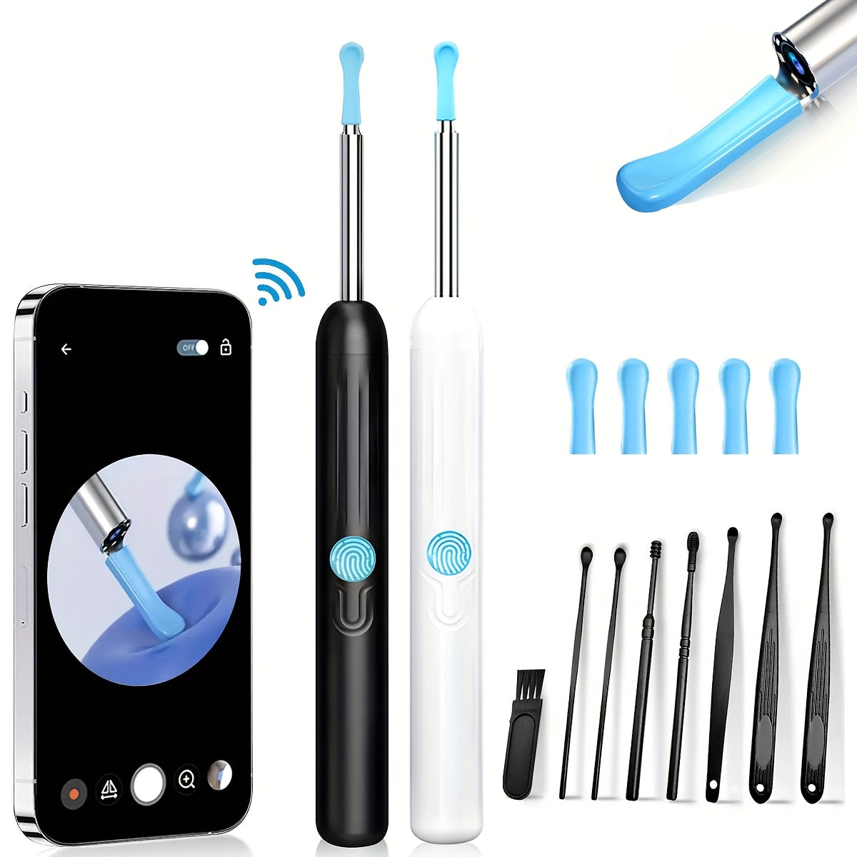 Rechargeable LED Earwax Removal Kit with USB Charging and Multiple Tips