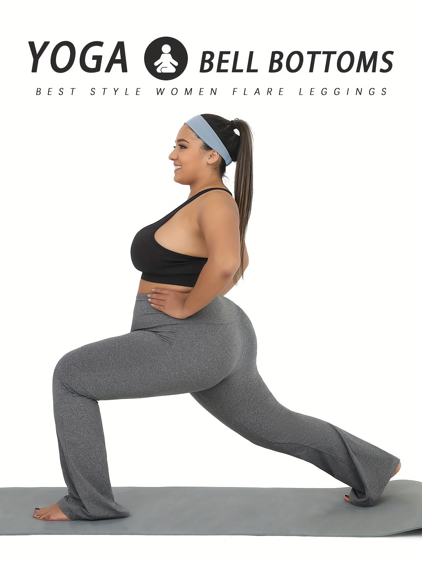 Plus o'lcham ayollar uchun yoga shimlari keng belbog'li yuqori qavatli kengaytirilgan oyoq