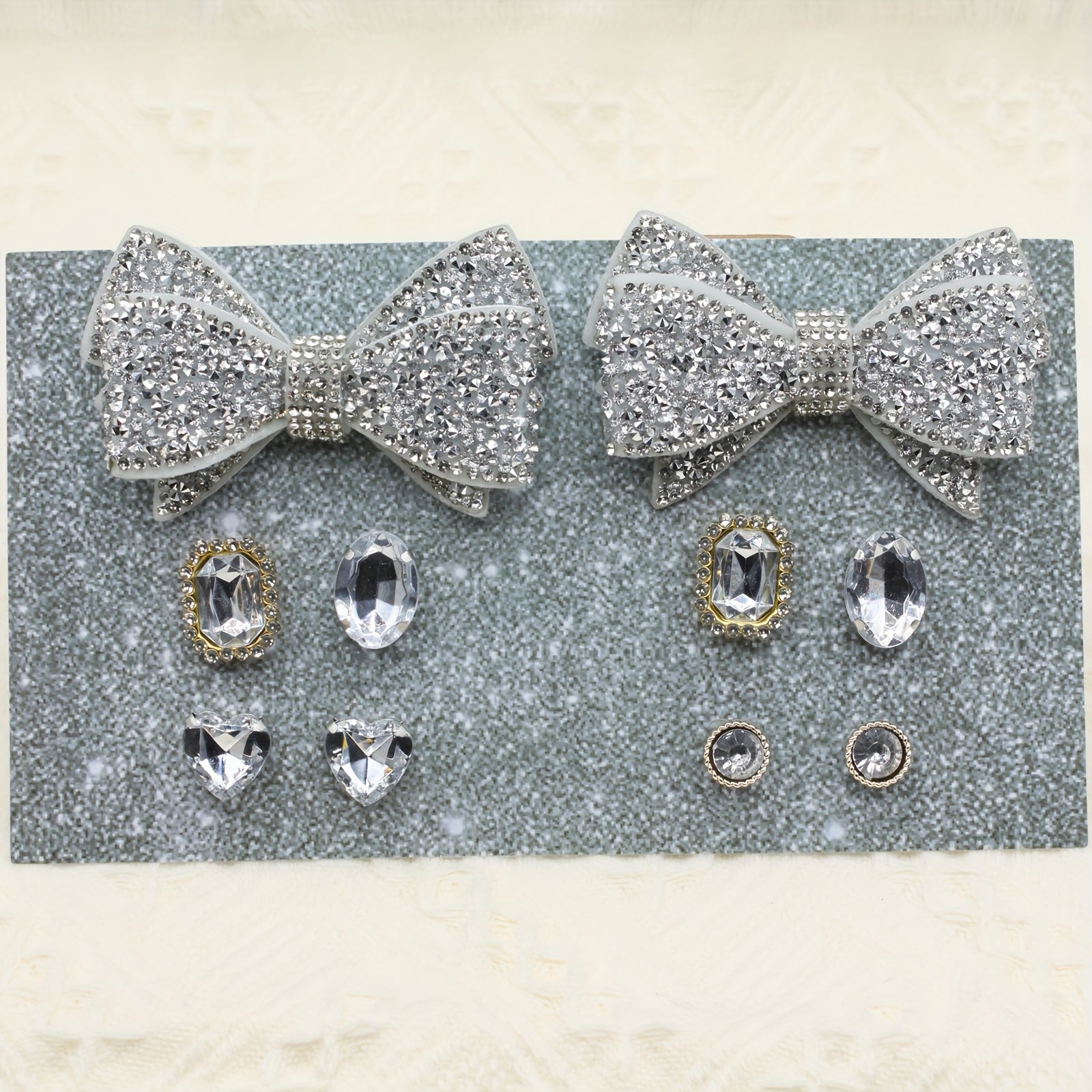 Women Shoe Charms Set With Rhinestone Bows, ABS Material Shoe Decorations