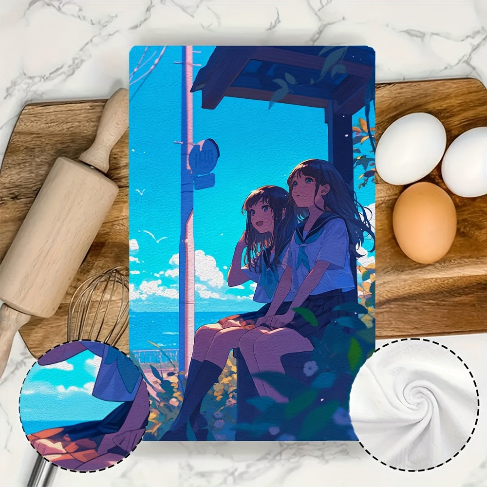 2 Pieces Ultra Soft Kitchen Towels 16x24 Inches Highly Absorbent Dish Hand Towels